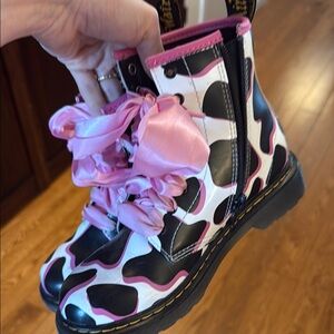 Pink and Black Cow Print doc martens